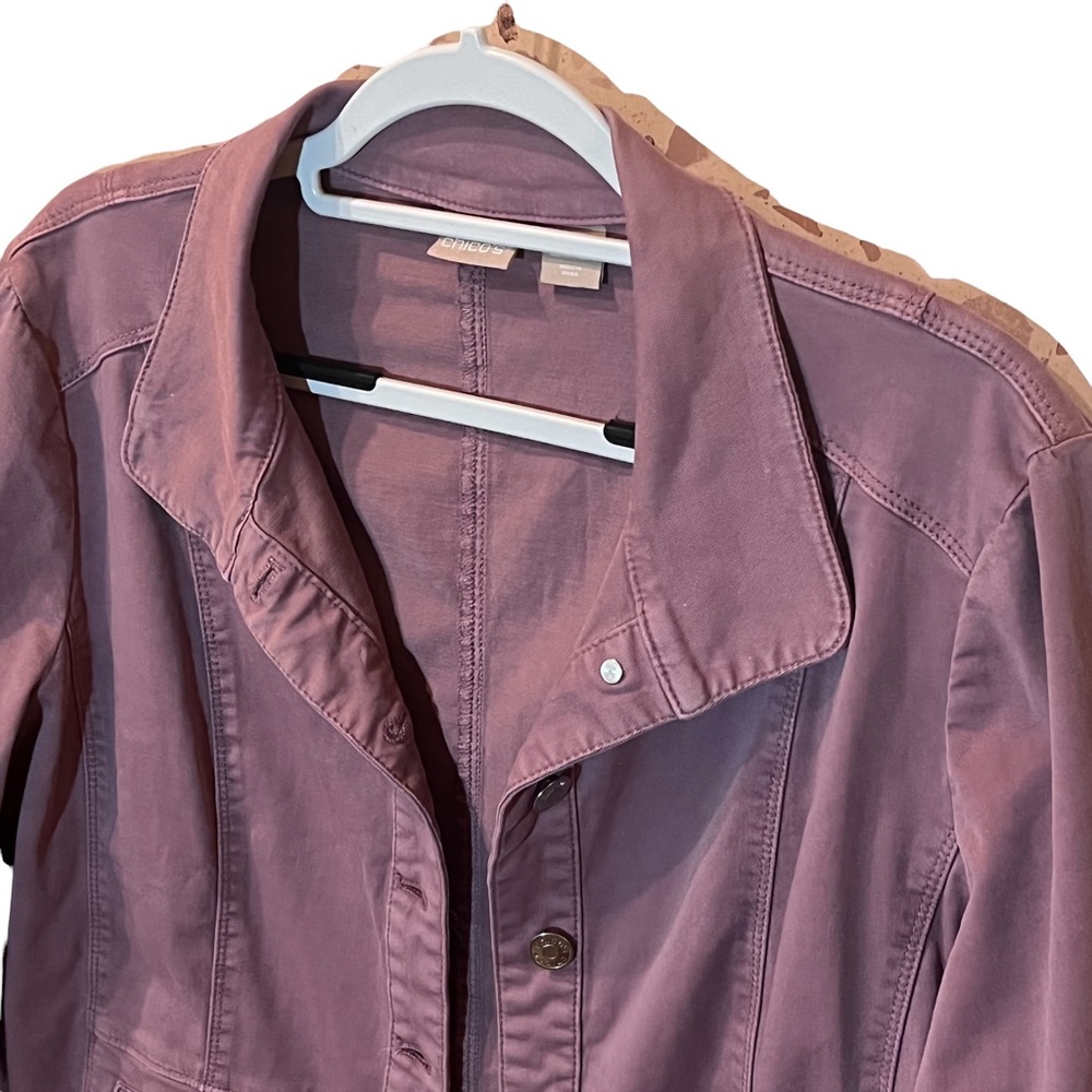 Chico’s Button Down Shacket Jacket Purple - image 2